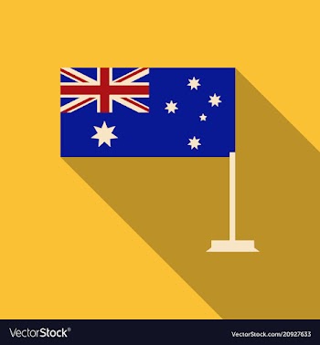 Australia flag in flat style with long shadow vector image