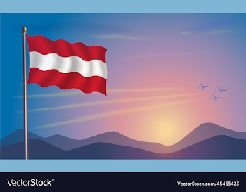 austria flag in the morning sun