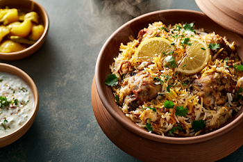 Authentic Chicken Biryani in Rustic Earthenware