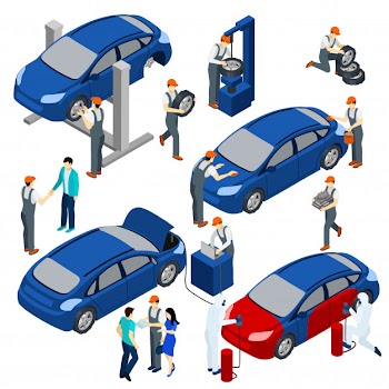 Auto service concept set Free Vector