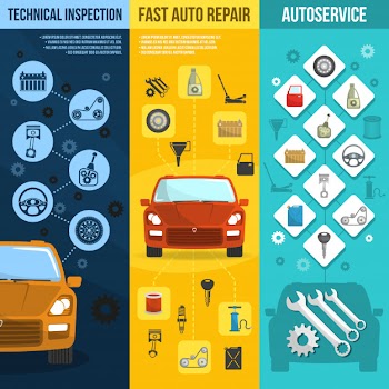 Auto service vertical banner set