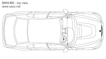 Autocad drawing BMW M5 sedan car 5-Series - top view dwg