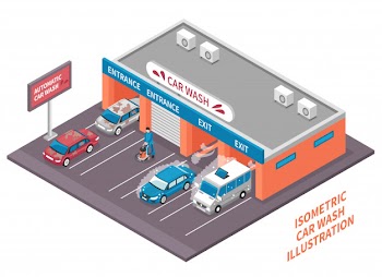 Automatic car wash composition Free Vector