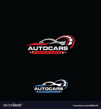 Automotive modern red car garage speedometer logo vector image