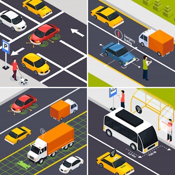 Autonomous vehicle 2x2 Free Vector