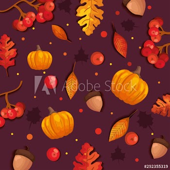 autumn background with leafs and pumpkins