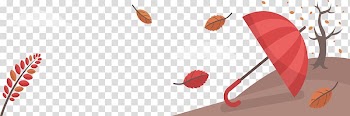 Autumn Banner , Red umbrella in autumn transparent background PNG clipart