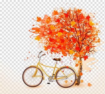 Autumn Bicycle , Maple and bicycles transparent background PNG clipart