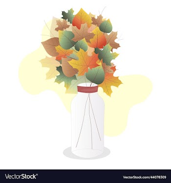 autumn bouquet of colorful leaves in a vase