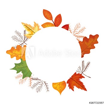 autumn branch and dry maple leafs circular frame