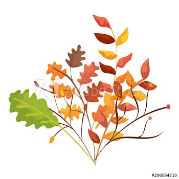 autumn branches with leafs design