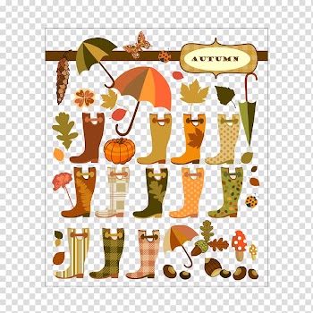 Autumn Euclidean Watercolor painting Illustration, umbrella boots fall transparent background PNG clipart