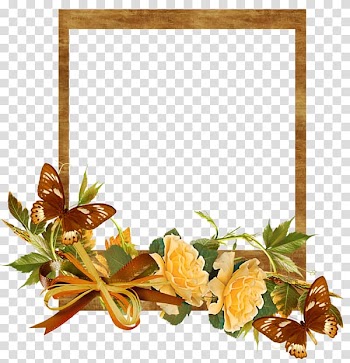 Autumn flowers frame transparent background PNG clipart