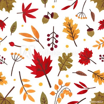 Autumn foliage hand drawn vector seamless pattern