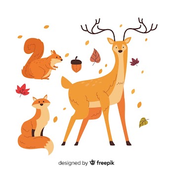 Autumn forest animals flat design Free Vector