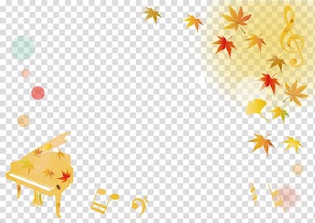 Autumn frame, Piano and autumn leaves frame., others transparent background PNG clipart