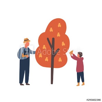 Autumn fruits harvest flat vector illustration