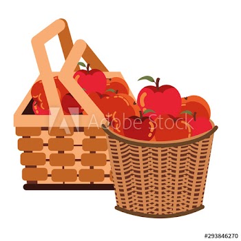 autumn fruits in basket seasonal icons