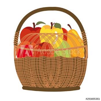 autumn fruits in basket seasonal icons