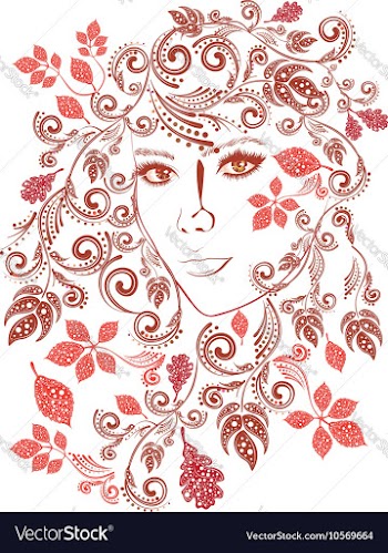 Autumn Girl with Floral3 vector image