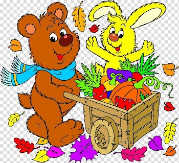 Autumn Illustration, The harvest of the bear transparent background PNG clipart