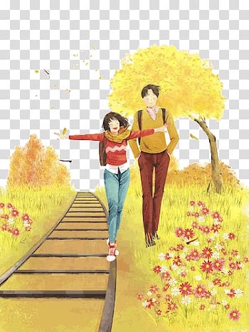 Autumn in a couple transparent background PNG clipart