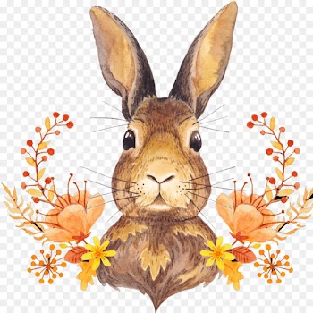 Autumn leaf color Harvest Thanksgiving - Cute bunny 