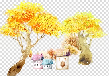 Autumn leaf color , Watercolor house transparent background PNG clipart