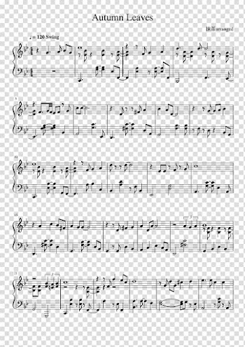 Autumn Leaves Sheet Music Jazz piano, autumn leaves transparent background PNG clipart