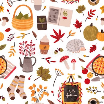 Autumn mood hand drawn vector seamless pattern