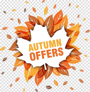 Autumn Offers logo, decorative autumn Promotions transparent background PNG clipart