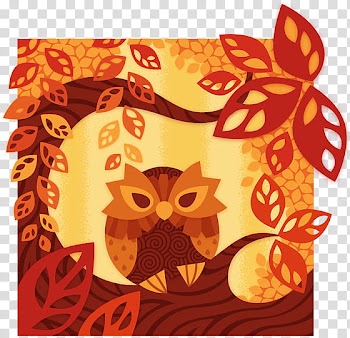 Autumn Owl, orange owl illustration transparent background PNG clipart