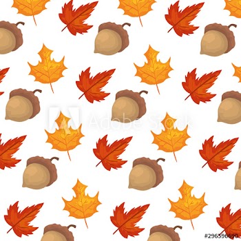 autumn pattern with leafs and nuts design