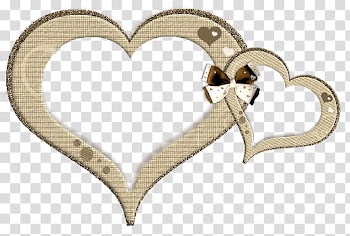 Autumn Romance, two gray heart frames transparent background PNG clipart