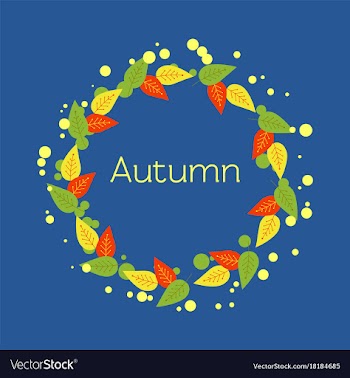 Autumn round frame of red yellow green orange vector image