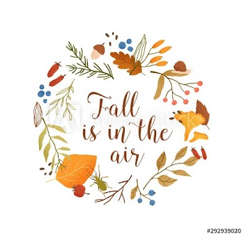 Autumn season botanical circle frame flat vector template