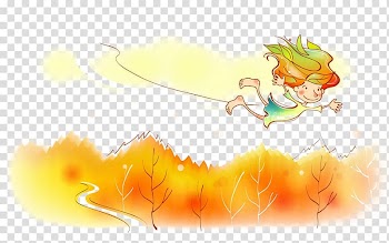 Autumn Season Child Drawing Illustration, Flying child color background transparent background PNG clipart