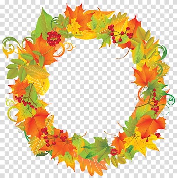Autumn swatches, green wreath transparent background PNG clipart