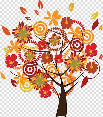 Autumn Tree, sprinkle flowers to celebrate transparent background PNG clipart