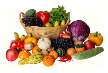Autumn vegetable and fruits harvesting isolated on white