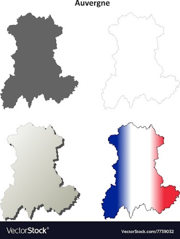 Auvergne blank detailed outline map set vector image