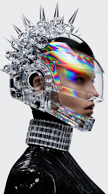 Avant-Garde Crystalline Helmet Design