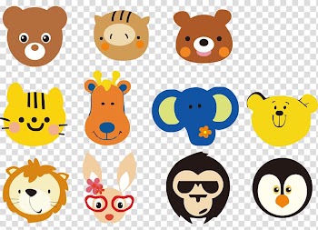 Avatar Animal , Cute cartoon painted animal heads transparent background PNG clipart