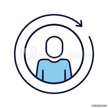 avatar silhouette with arrow around line and fill style