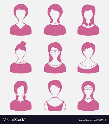  					Avatars set front portrait of females isolated on vector image														