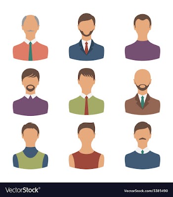  					Avatars set front portrait of males isolated on vector image														