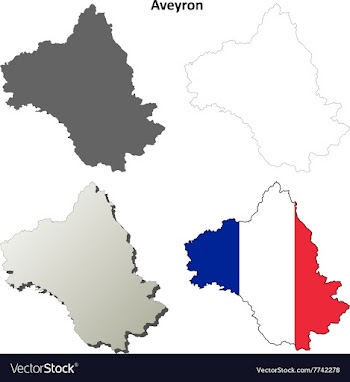 Aveyron Midi-Pyrenees outline map set vector image