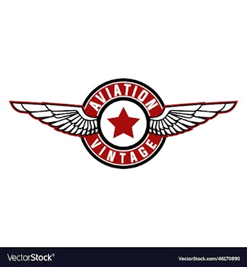 aviation plane flying retro logo