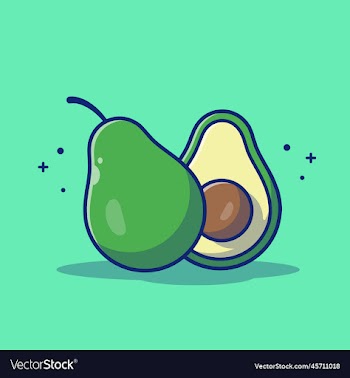 avocado and slices of avocado cartoon
