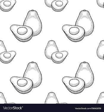 avocado black and white seamless pattern